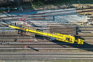 Riedbahn - Schienendrehkran bei Gleisbauarbeiten in Mannheim