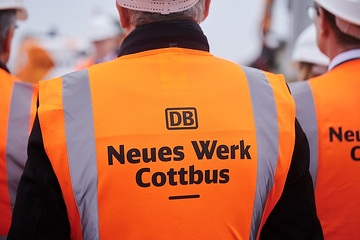 Spatenstich für die zweite Halle des ICE-Instandhaltungswerks der Deutschen Bahn in Cottbus am 04.03.2024.